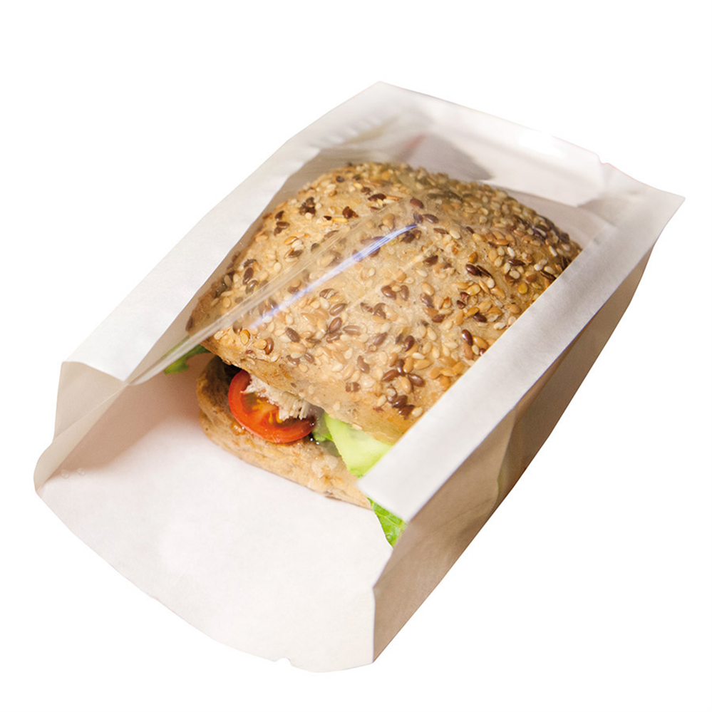 176.02-SACCHETTO CON FINESTRA  50 G/M2 + 15 PP 9+5x17 CM BIANCO KRAFT (100 u.)