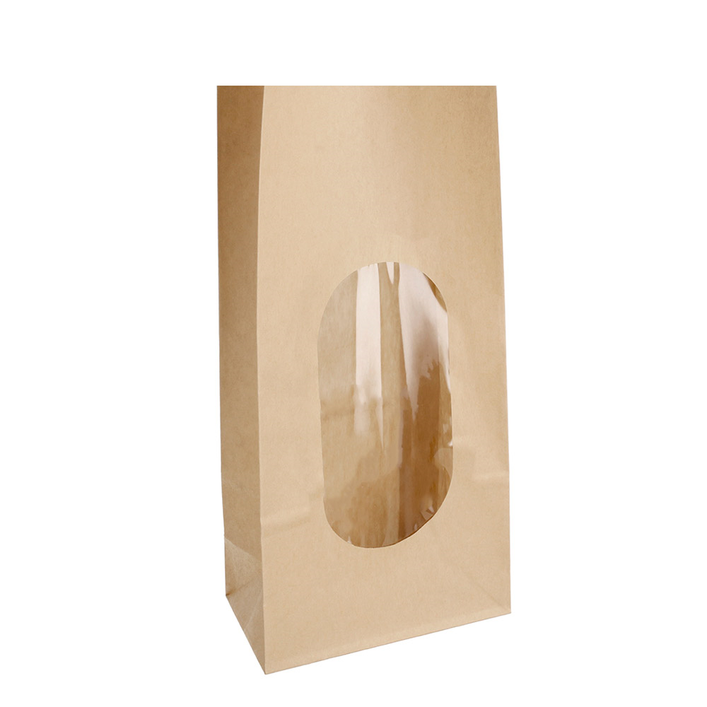 280.78-SACCHETTI SOS CON FINESTRA  1000 GR 60 G/M2 + 3µ OPP 11+6x18 CM NATURALE KRAFT (50 u.)