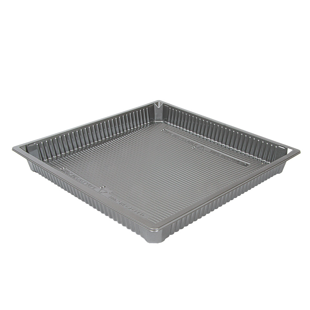 268.02-RECIPIENTI PER "SUSHI" 1473 ML 26,5x26,5x3 CM ARGENTO RPET (140 u.)
