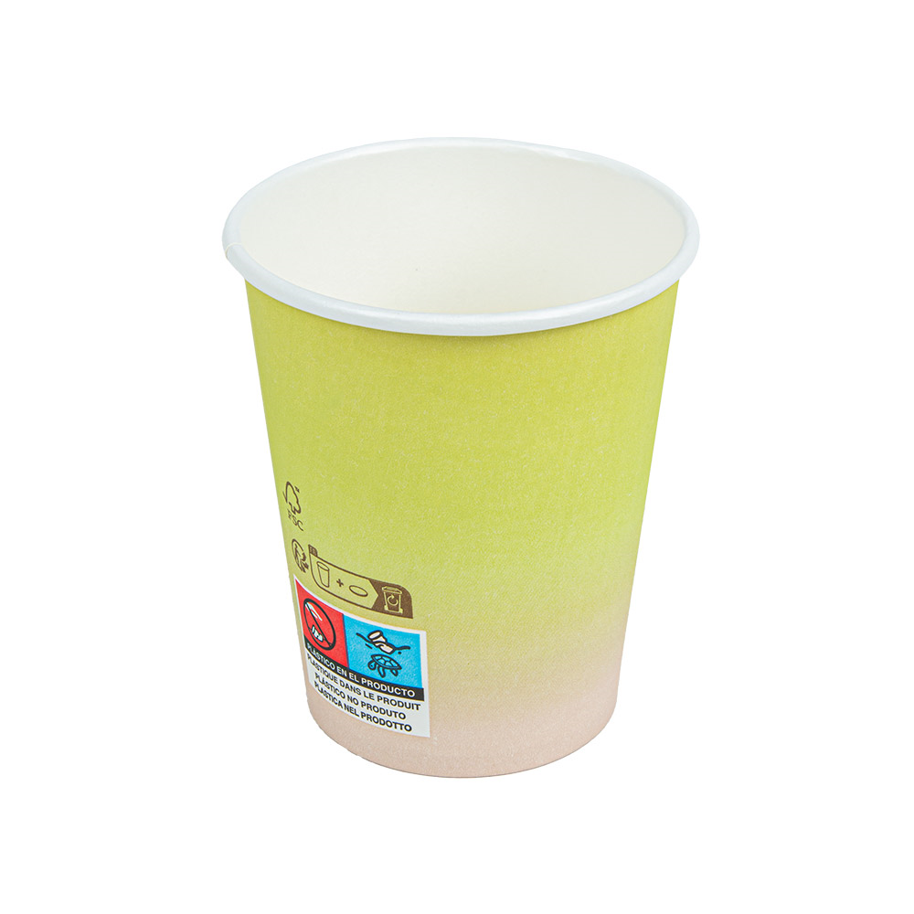 270.98-BICCHIERI BEVANDE FREDDE E CALDE 1 PARETE 'COMPOSTABLE GRADIENT' 240 ML - 8 oz 280 G/M2 Ø8/5,6x9,2 CM BIANCO CARTONE (50 u.)