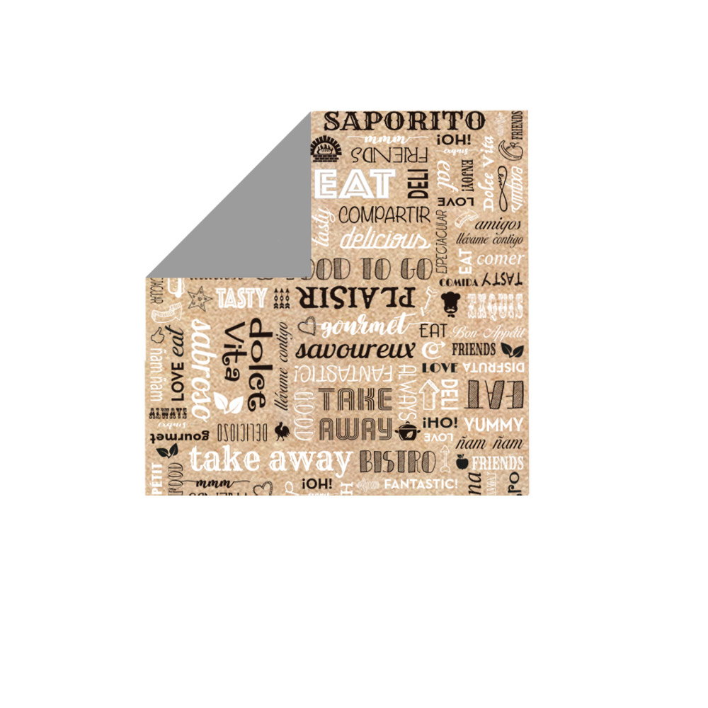 270.53-CARTA ANTIGRASSO BASKET PAROLE 40+20 G/M2 31x31 CM MARRONE KRAFT + ALLUMINIO (1000 u.)