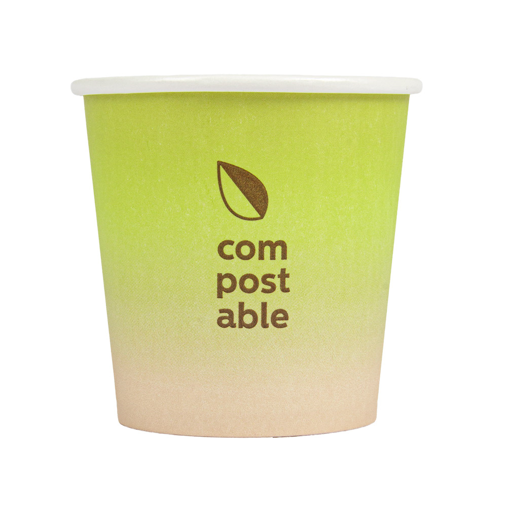 270.96-BICCHIERI BEVANDE FREDDE E CALDE 1 PARETE 'COMPOSTABLE GRADIENT' 120 ML - 4 oz 230 G/M2 Ø6,3/4,5x6 CM BIANCO CARTONE (50 u.)