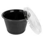 215.22-50 COPPETTE PICCOLE + 50 COPERCHI 120 ML Ø7,4x4,6 CM NERO PP