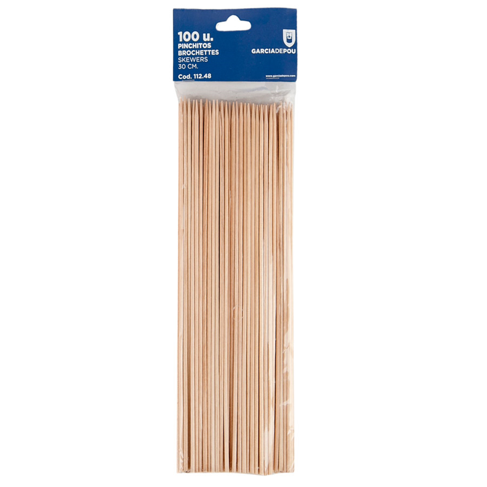 112.48-SPIEDINI "BROCHETTE"  30 CM NATURALE LEGNO (100 u.)