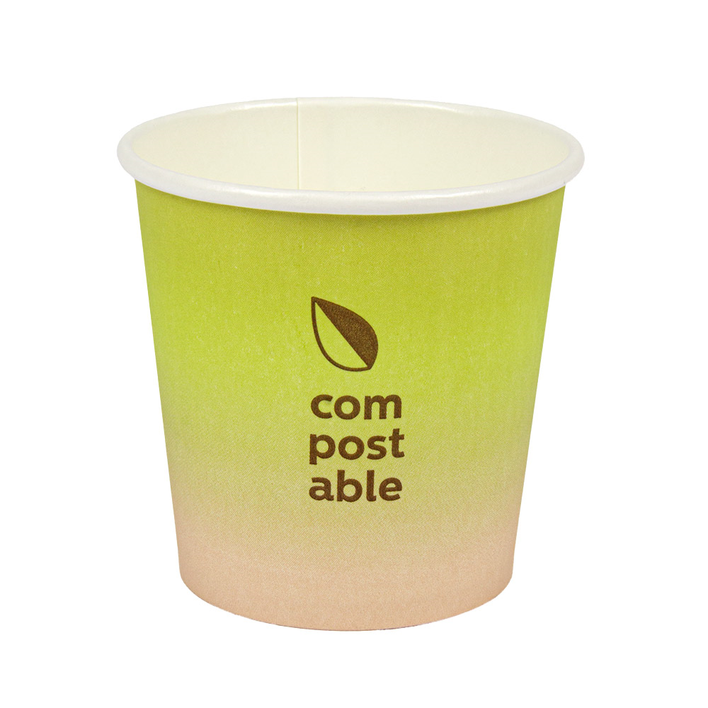 270.96-BICCHIERI BEVANDE FREDDE E CALDE 1 PARETE 'COMPOSTABLE GRADIENT' 120 ML - 4 oz 230 G/M2 Ø6,3/4,5x6 CM BIANCO CARTONE (50 u.)