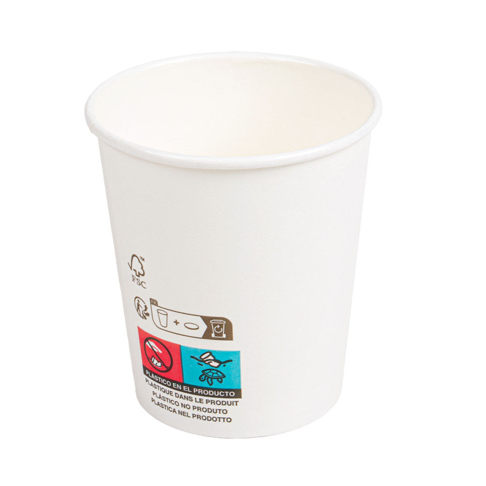 274.41-BICCHIERI BEVANDE FREDDE E CALDE 1 PARETE 'COMPOSTABLE' 180 ML - 6 oz 260 G/M2 Ø7,2/5,3x7,8 CM BIANCO CARTONE (50 u.)