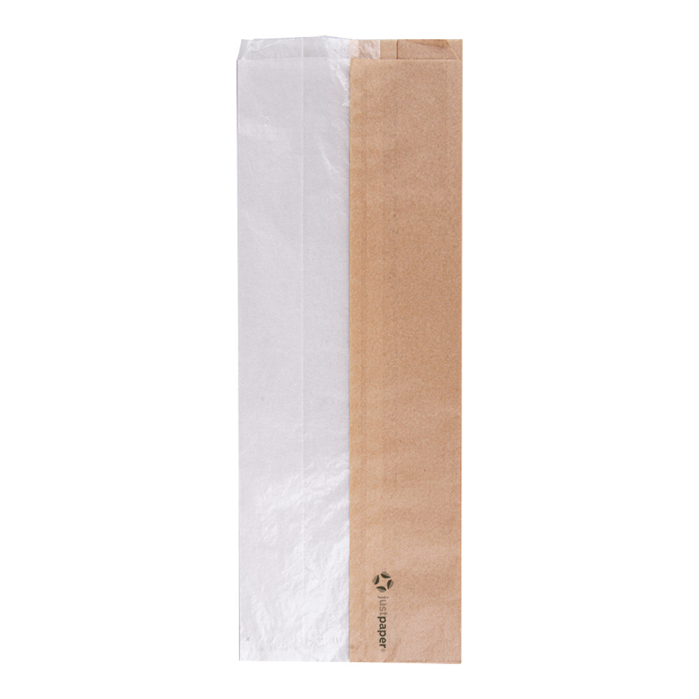 231.22-SACCHETTI PER SANDWICHES CON FINESTRA ECO 'JUST PAPER' LONG 40 G/M2 14+8x38 CM NATURALE PERGAMANA ANTIGRASSI (250 u.)