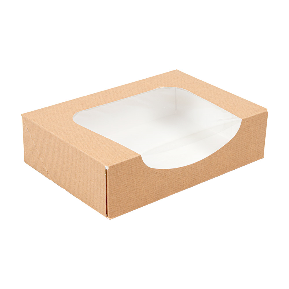 253.38-CONTENITORI SUSHI+FINESTRA 'THEPACK'  17,5x12x4,5 CM MARRONE CARTONE NANO-MICRO + OPP (50 u.)