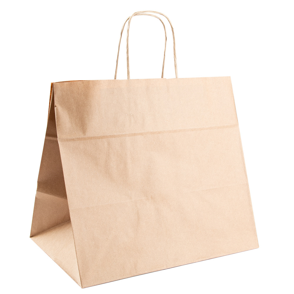 167.19-BORSE SOS TRAITEUR CON MANICI  90 G/M2 32+21x28,5 CM NATURALE KRAFT (250 u.)