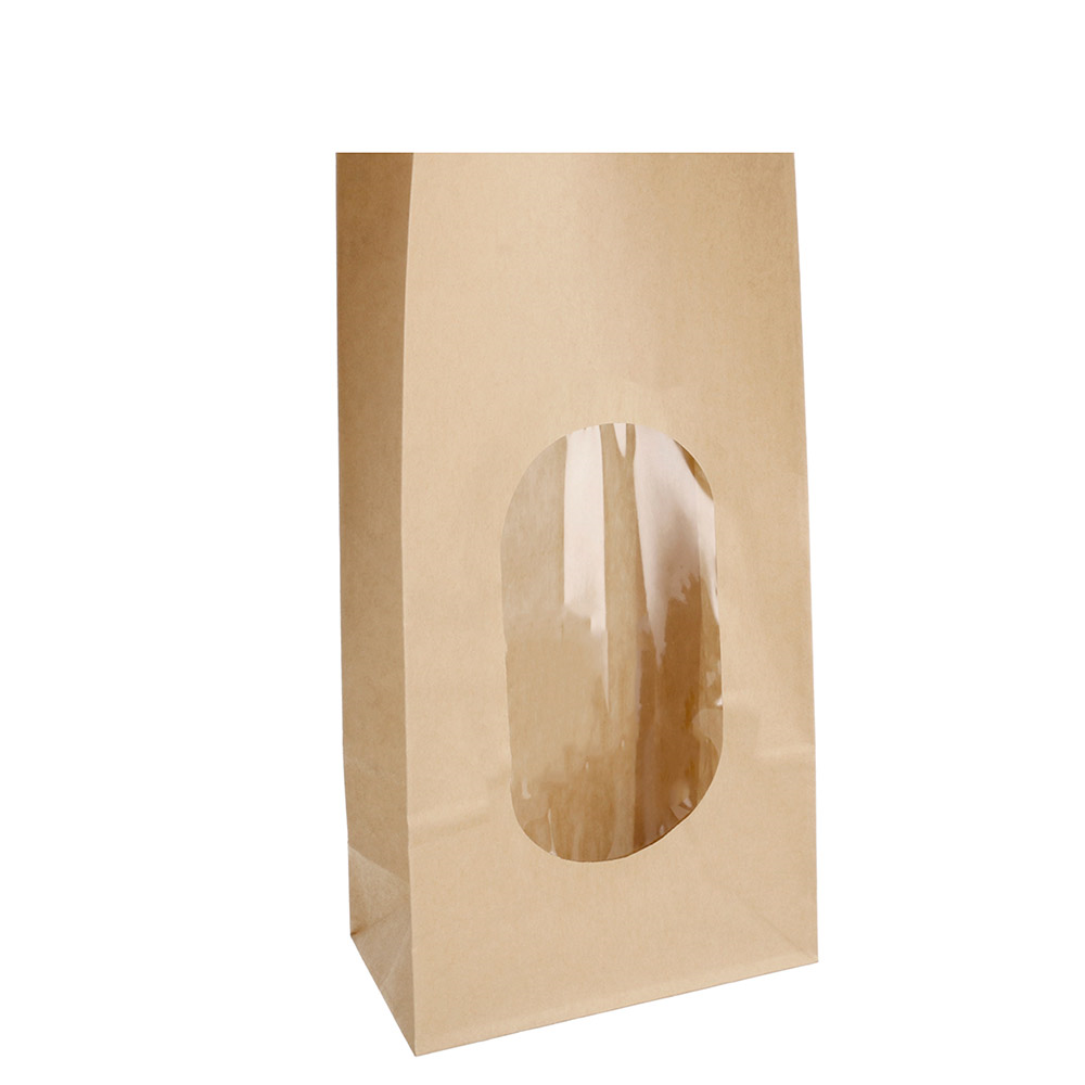 280.76-SACCHETTI SOS CON FINESTRA  1000 GR 60 G/M2 + 3µ OPP 13+8x17 CM NATURALE KRAFT (50 u.)