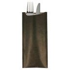 223.20-BUSTE POSATE + TOV. AIRLAID BIANCA 'JUST IN TIME OPEN'  80 + 10 PE G/M2 8,5x19,5 CM NERO KRAFT A COSTINE (250 u.)