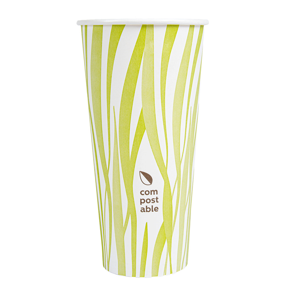 271.12-BICCHIERI BEVANDE FREDDE E CALDE 1 PARETE 'COMPOSTABLE GRASS' 660 ML - 22 oz 300 G/M2 Ø9/6x17 CM BIANCO CARTONE (50 u.)