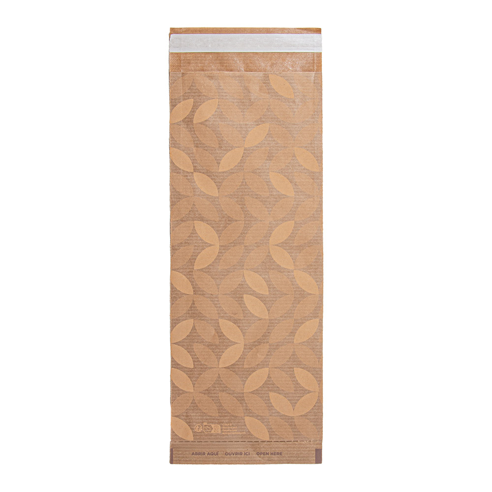 279.17-BUSTE PER POSATE CON PRETAGLIO LEAF 50 + 10 PE G/M2 10x26 CM NATURALE KRAFT A COSTINE (500 u.)