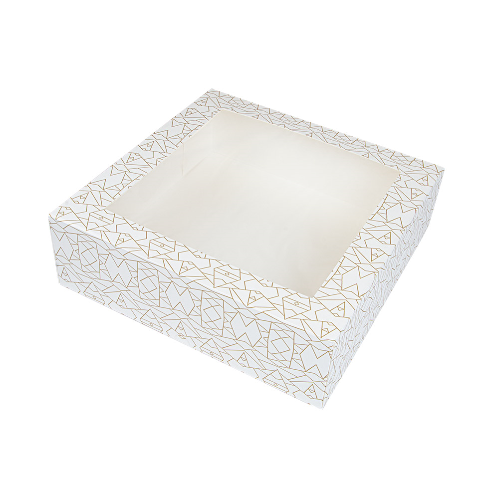 253.30-SCATOLE PER PASTICCERIA CON FINESTRA 'THEPACK' DECO  32x32x10 CM BIANCO CARTONE NANO-MICRO + OPP (50 u.)