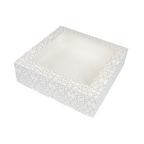 253.30-SCATOLE PER PASTICCERIA CON FINESTRA 'THEPACK' DECO  32x32x10 CM BIANCO CARTONE NANO-MICRO + OPP (50 u.)