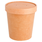 212.60-CONTENITORI CON COPERCHI 480 ML - 16 oz 320 + 18 PE G/M2 Ø 9,8/7,5x10 CM NATURALE KRAFT (25 u.)