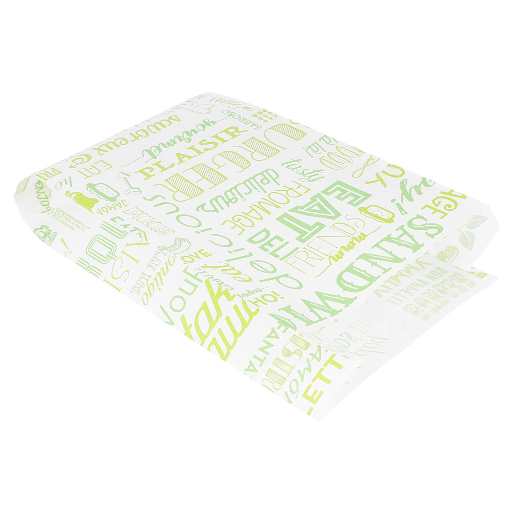 229.27-SACCHETTI HAMBURGER GREEN PAROLE 32 G/M2 14+7x22 CM VERDE PERGAMANA ANTIGRASSI (500 u.)