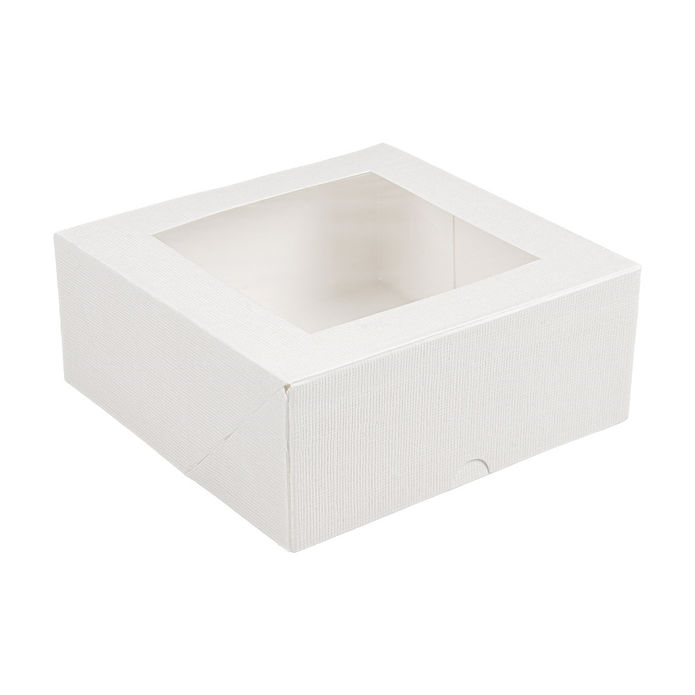 201.66-SCATOLE PER PASTICCERIA CON FINESTRA 'THEPACK'  18x18x7,5 CM BIANCO CARTONE NANO-MICRO + OPP (50 u.)