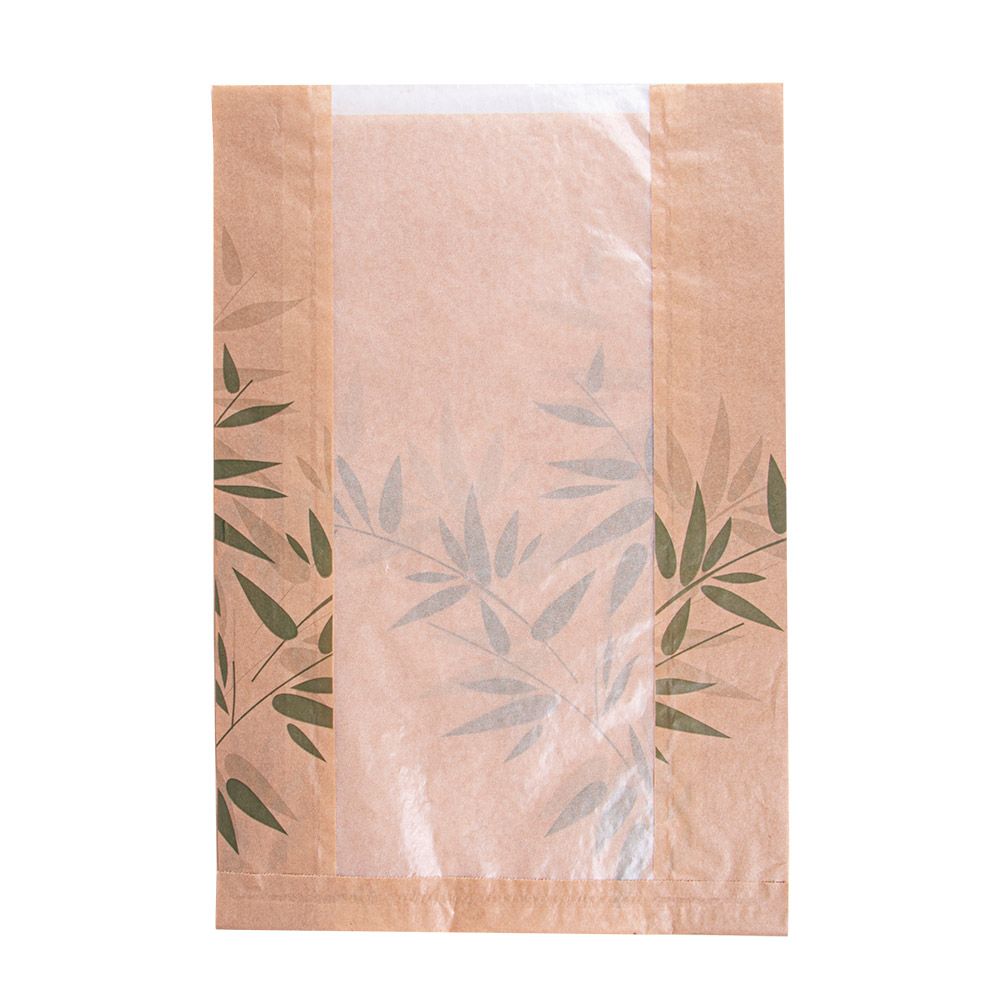 231.08-SACCHETTI PANE CON FINESTRA ECO 'FEEL GREEN-JUST PAPER'  32 G/M2 26+10x38 CM NATURALE KRAFT (125 u.)