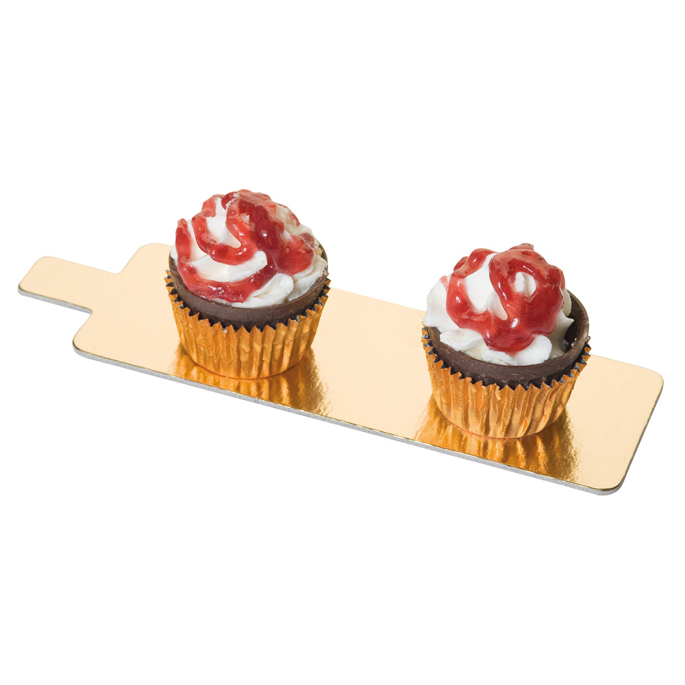 147.22-CARTONE PASTICCERIA DOPPIA FACCIA  950 G/M2 4,5x13 CM ORO NERO CARTONE (250 u.)