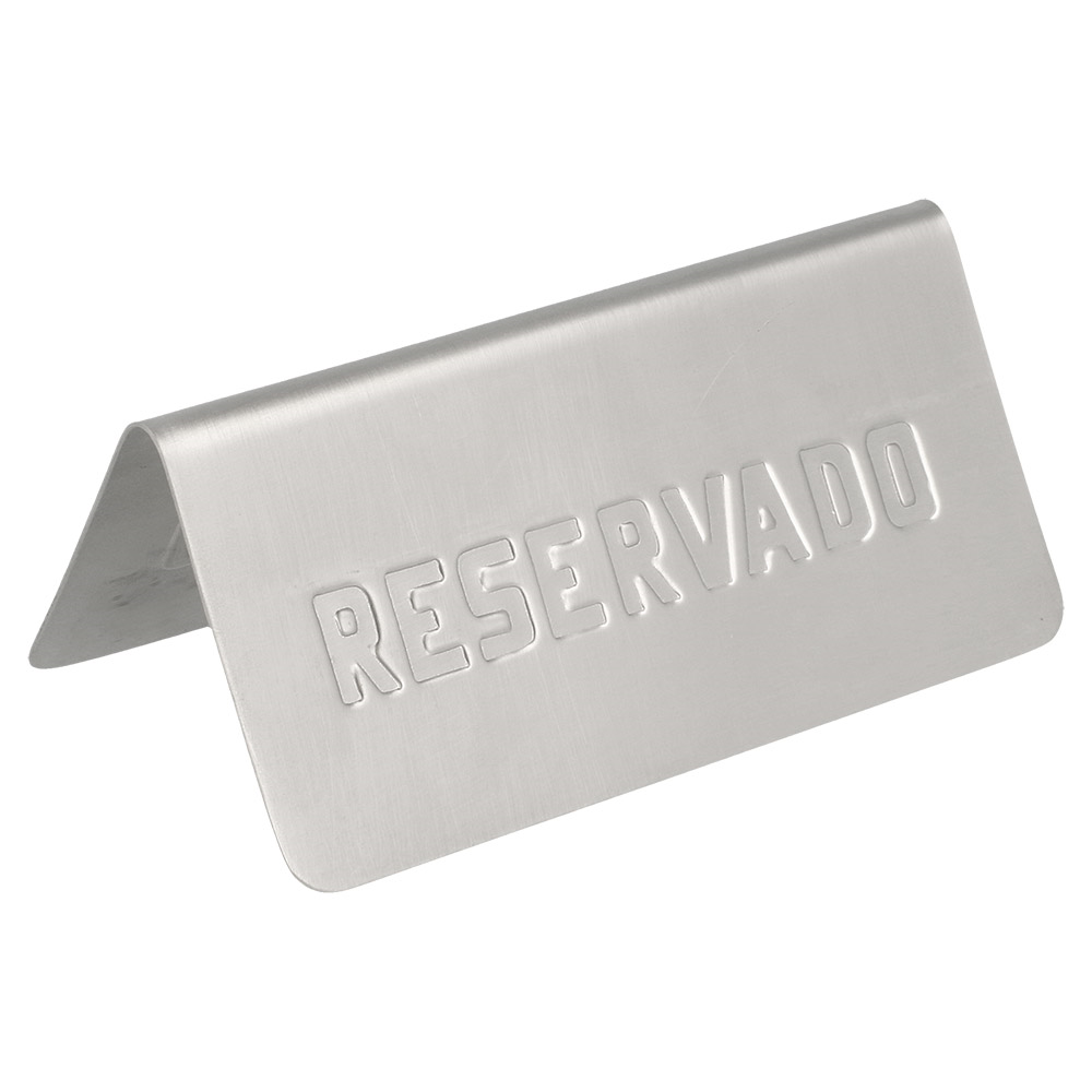 179.16-SEGNATAVOLO "RESERVADO"  12x5,4x5,9 CM ARGENTO ACCIAIO INOX