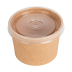 279.28-CONTENITORI CON COPERCHI 240 ML - 8 oz 300 + 18 PE G/M2 Ø9/7,5x6 CM NATURALE KRAFT (25 u.)