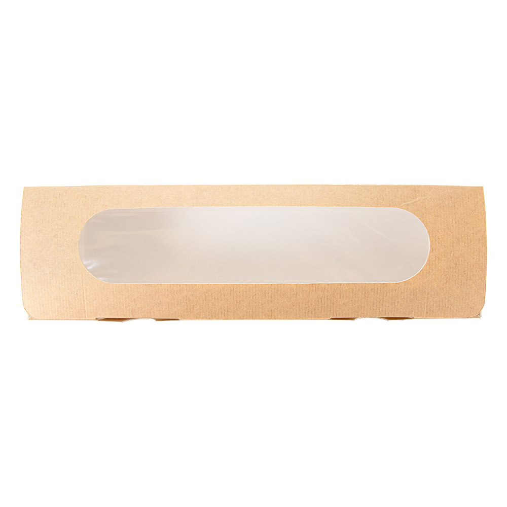253.58-SCATOLE PER PANINI CON FINESTRA "BAGUETTE" 'THEPACK'  27,5x8x6,2 CM NATURALE CARTONE NANO-MICRO + OPP (50 u.)