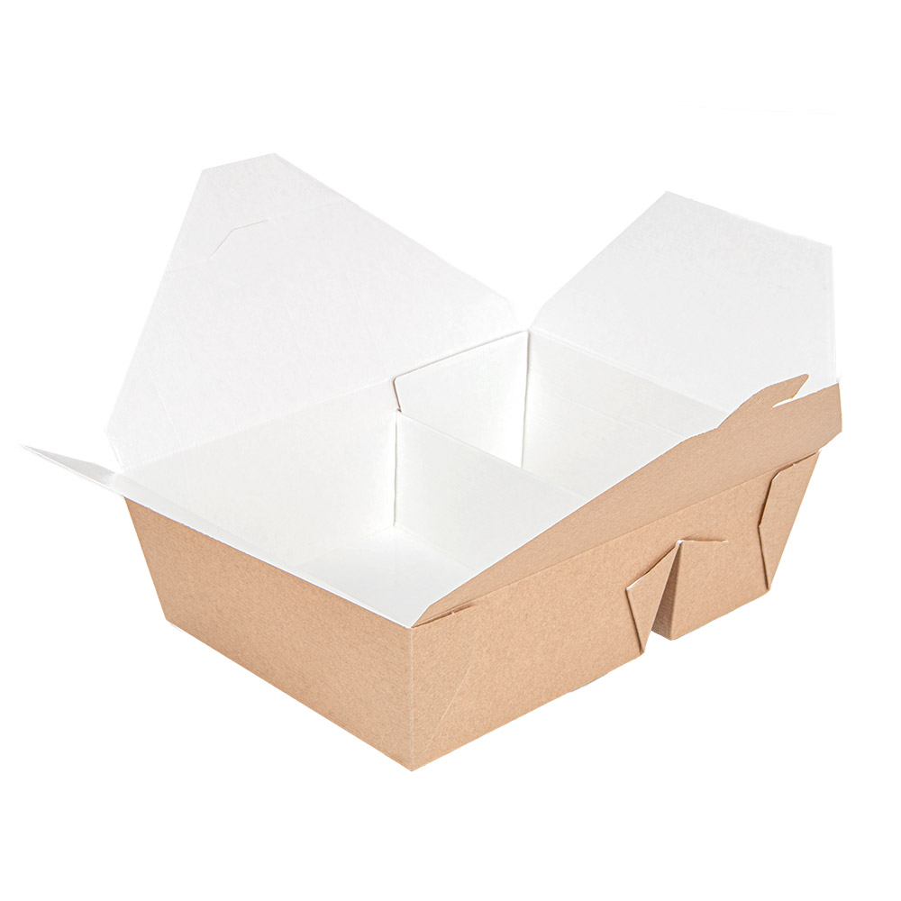 258.47-SCATOLE AMERICANE 2 SCOMPARTI THEPACK 1320 + 660 ML 19,6x14x6,2 CM NATURALE CARTONE NANO-MICRO + PP (50 u.)