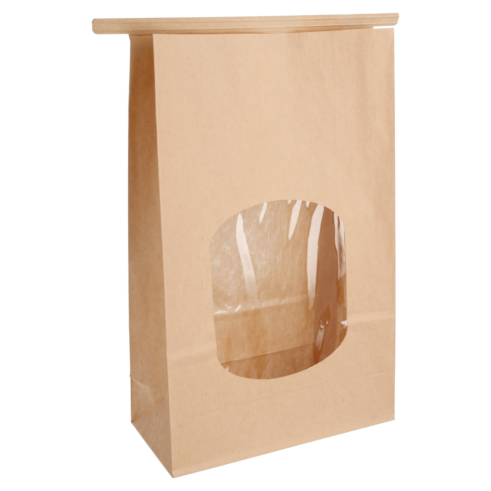 228.72-SACCHETTI SOS CON CHIUSURA CON FINESTRA 2500 GR 60 G/M2 + 25µ OPP 15,5+7x24,2 CM NATURALE KRAFT (50 u.)