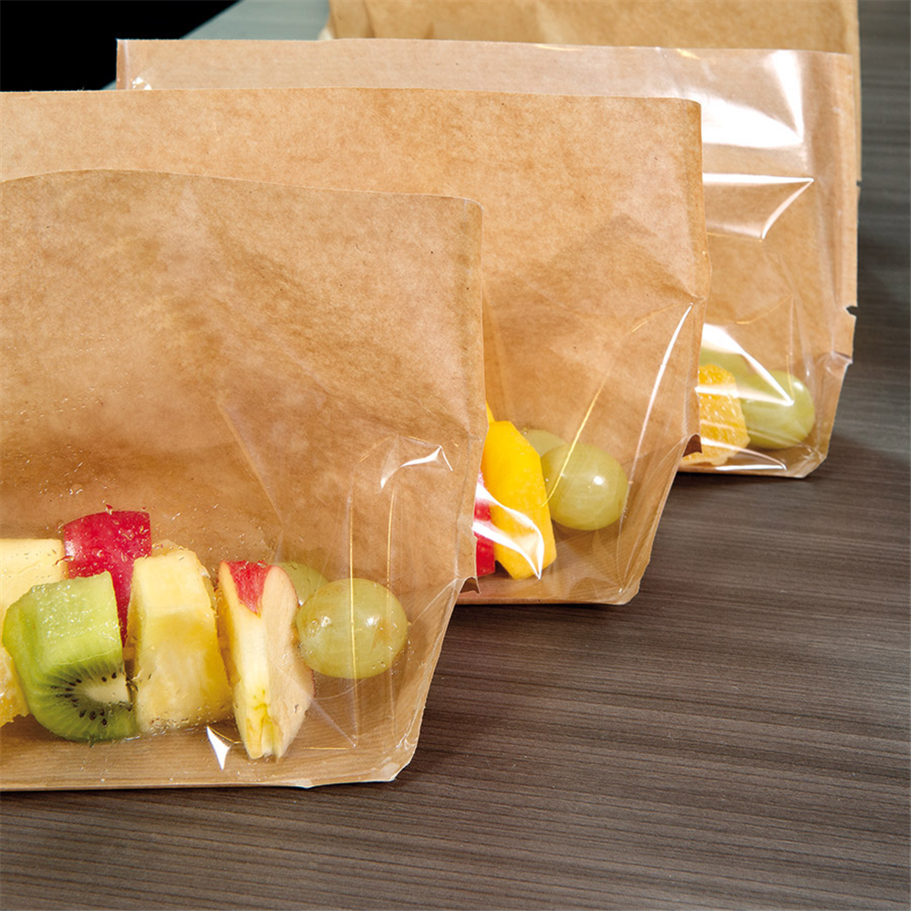 173.11-CONFEZIONI CON BASE E FINESTRA TURTLE PACK 50 G/M2 + 15 PP 27+4/4x15 CM NATURALE KRAFT (100 u.)