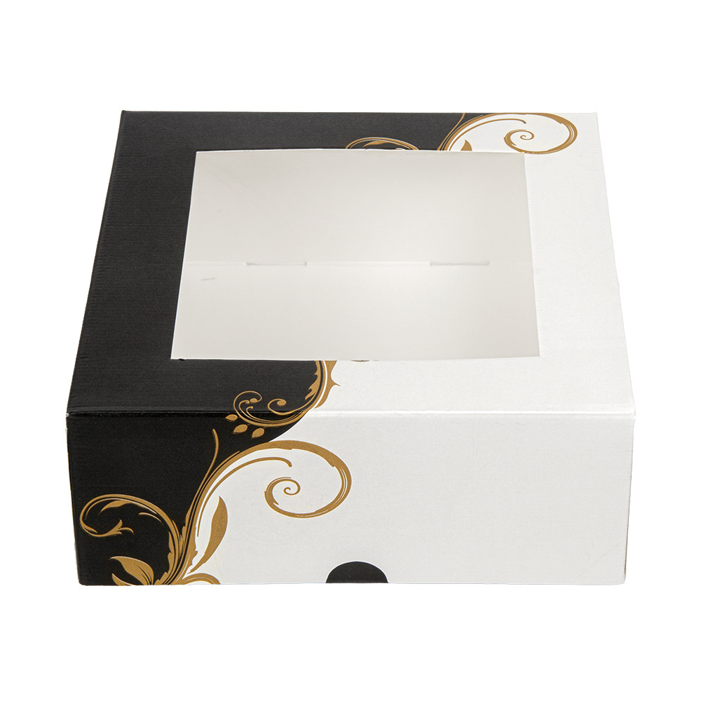 204.69-SCATOLE PER PASTICCERIA CON FINESTRA 'THEPACK' CLASSIC  18x18x7,5 CM BIANCO CARTONE NANO-MICRO (50 u.)