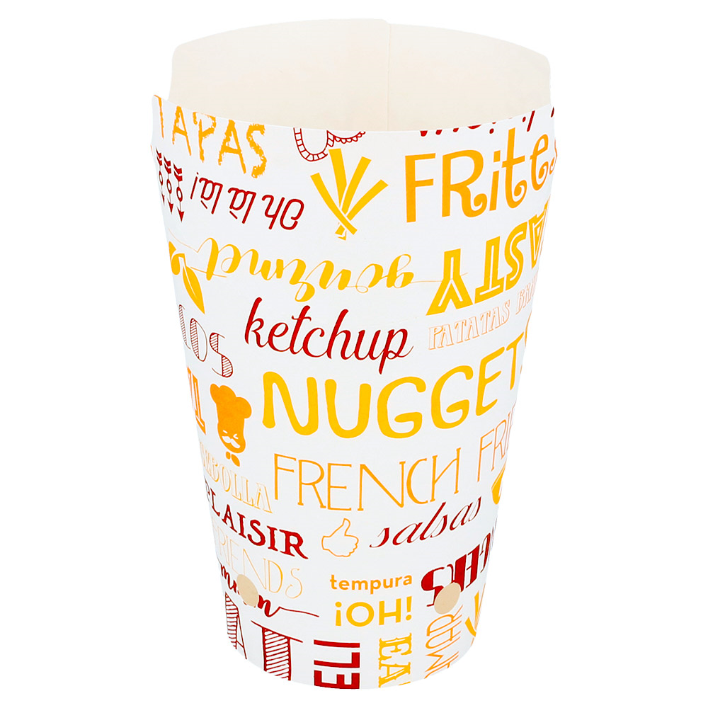 229.62-BICCHIERE PER FRITTI CHIUSO 'PAROLE' 16 OZ - 480 ML 220 + 18PE G/M2 8,5x14 CM BIANCO CARTONE (50 u.)