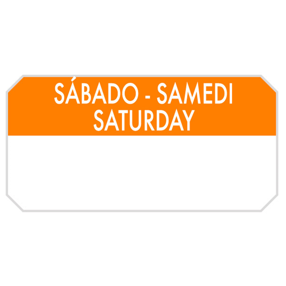 393.78-1000 U. ETICHETTE ADESIVE SABATO   5x2,5 CM ARANCIO ADESIVO