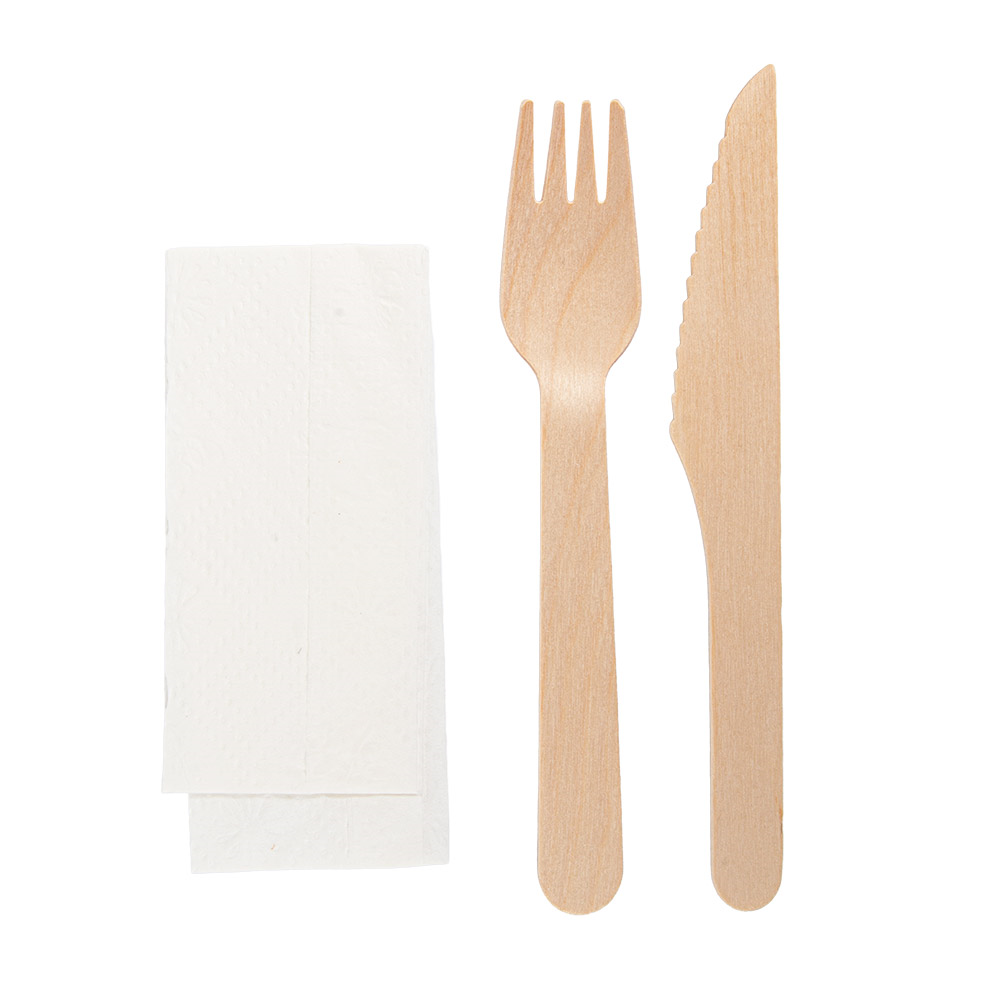 250.62-SET 3/1 POSATE + TOVAGLIOLI 'WOOD' MAKAN  16 CM NATURALE LEGNO (100 u.)