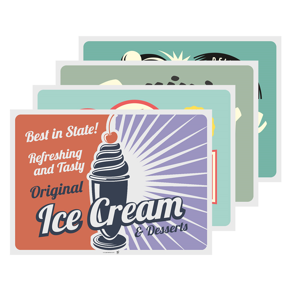 275.16-TOVAGLIETTE VINTAGE - ICE CREAM & SWEETS 70 G/M2 31x43 CM QUATRICOMIA CELLULOSA (500 u.)