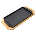 113.04-PIATTO CONTADINO + BASE DI LEGNO  31x18 CM NERO FERRO
