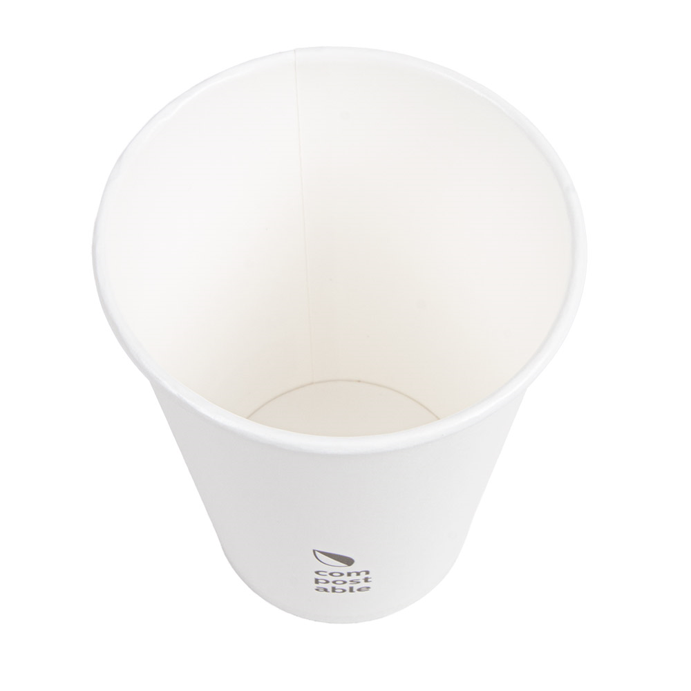 274.43-BICCHIERI BEVANDE FREDDE E CALDE 1 PARETE 'COMPOSTABLE' 360 ML - 12 oz 300 G/M2 Ø9/6x11 CM BIANCO CARTONE (50 u.)