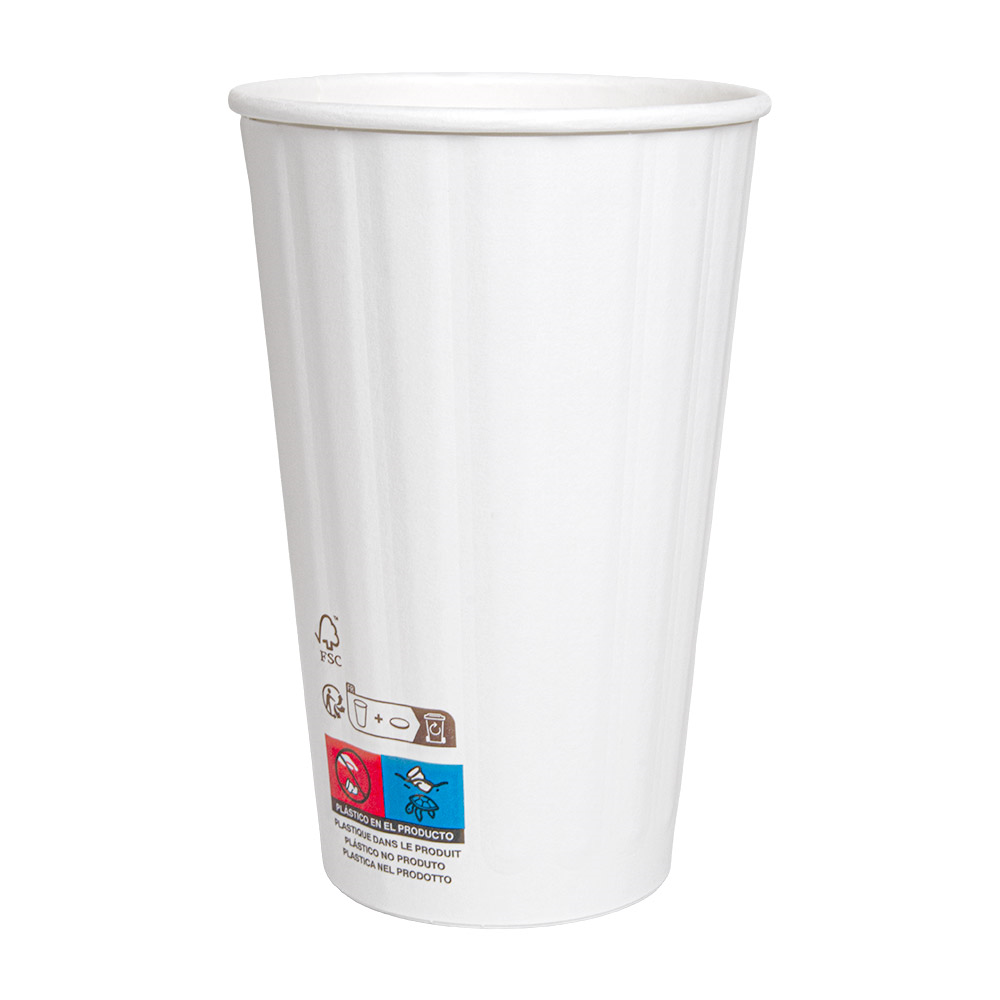 275.26-BICCHIERI BEVANDE CALDE DOPPIA PARETE  480 ML 328 + 210 G/M2 Ø9/6x13,5 CM BIANCO CARTONE (25 u.)