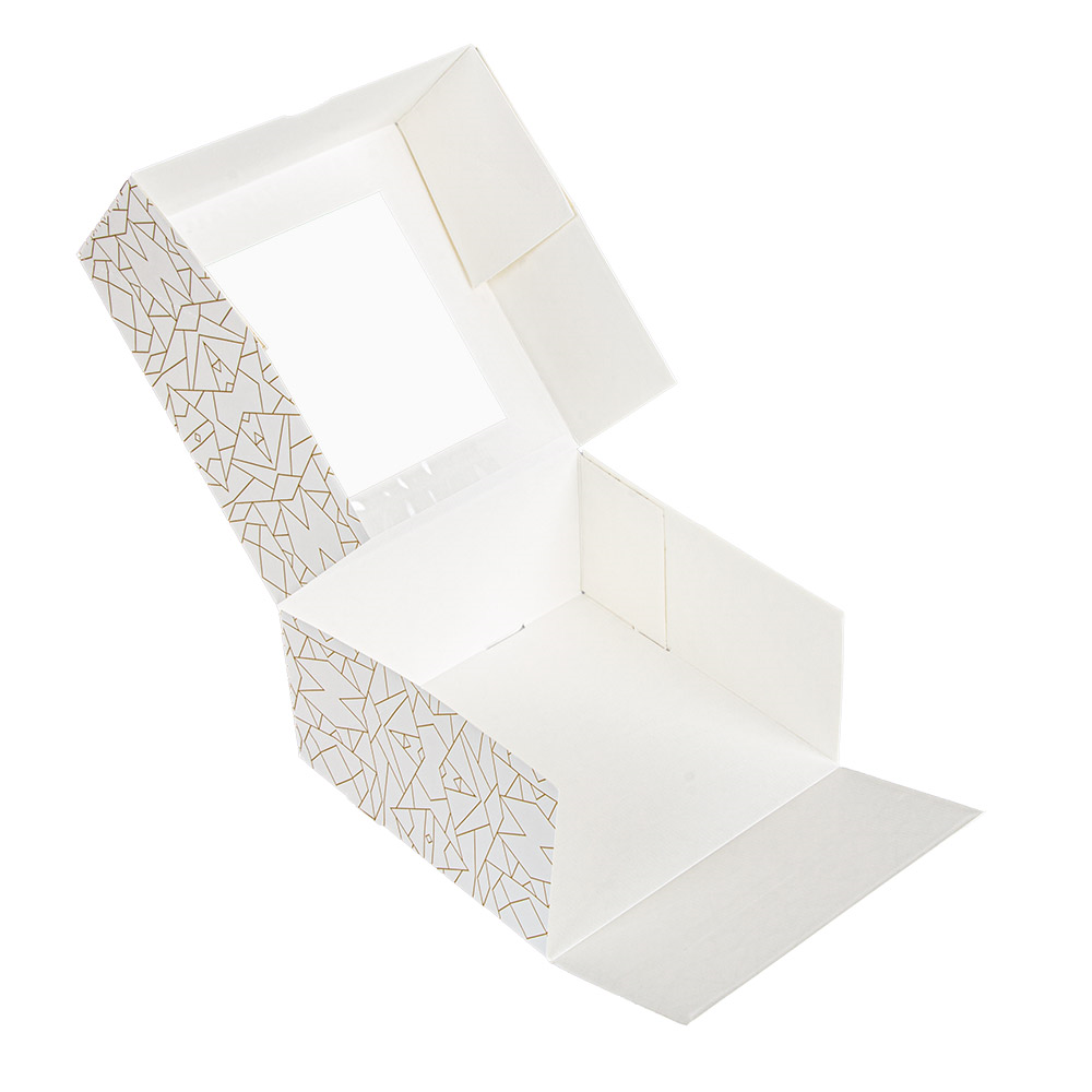 256.91-SCATOLE PER PASTICCERIA CON FINESTRA 'THEPACK' DECO  16x16x8 CM BIANCO CARTONE NANO-MICRO + OPP (50 u.)