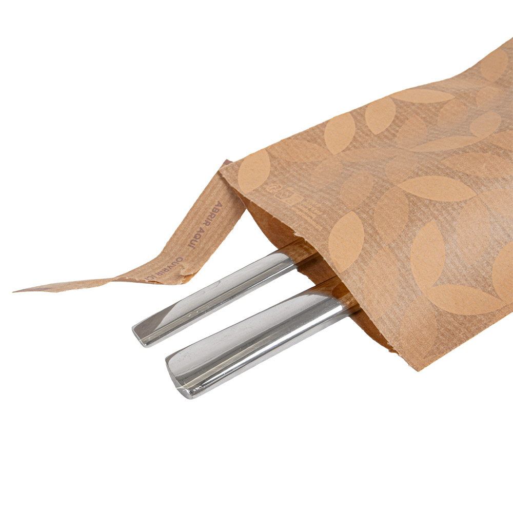 279.17-BUSTE PER POSATE CON PRETAGLIO LEAF 50 + 10 PE G/M2 10x26 CM NATURALE KRAFT A COSTINE (500 u.)
