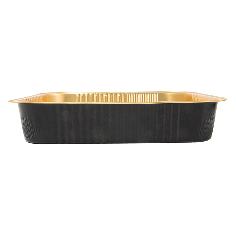 267.80-CONTENITORI LACCATI 3600 ML 32,2x26,2x6 CM NERO/ORO ALLUMINIO (25 u.)