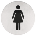 133.46-CARTELLO AUTO-ADESIVE "DONNE"   Ø 7,5 CM ARGENTO ACCIAIO INOX