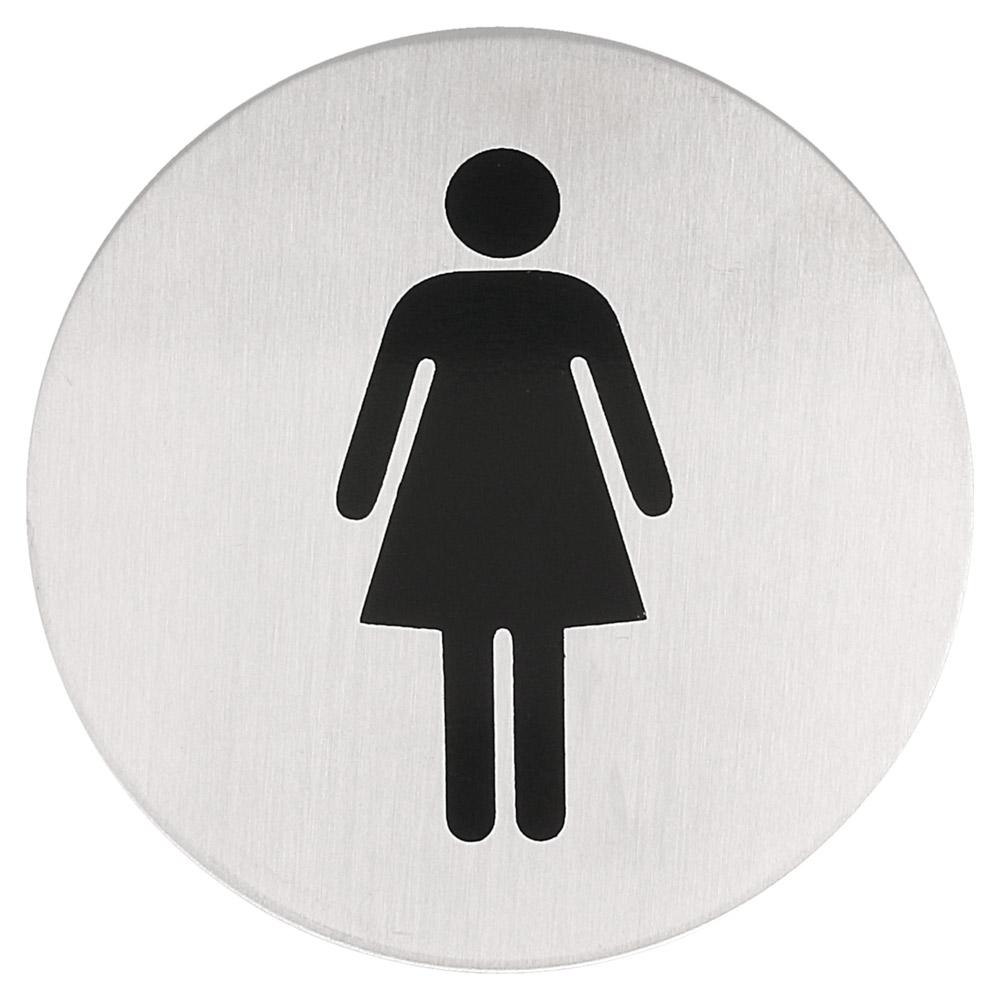 133.46-CARTELLO AUTO-ADESIVE "DONNE"   Ø 7,5 CM ARGENTO ACCIAIO INOX