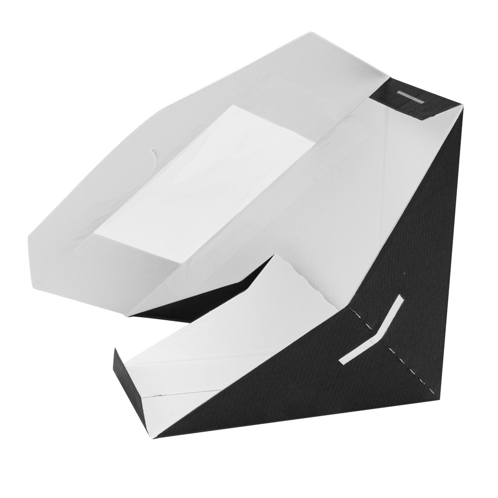 256.35-SCATOLE PER PANINI CON FINESTRA 'THEPACK'  12,4x12,4x5,5 CM NERO CARTONE NANO-MICRO + OPP (50 u.)