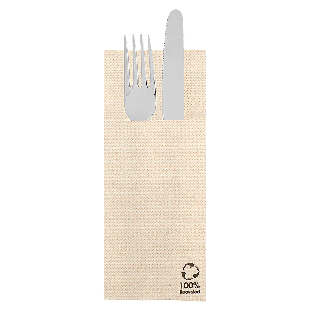267.05-TOVAGLIOLI "CANGURITO" 'DOUBLE POINT'  19 G/M2 33x40 CM NATURALE TISSUE RICICLATO (50 u.)