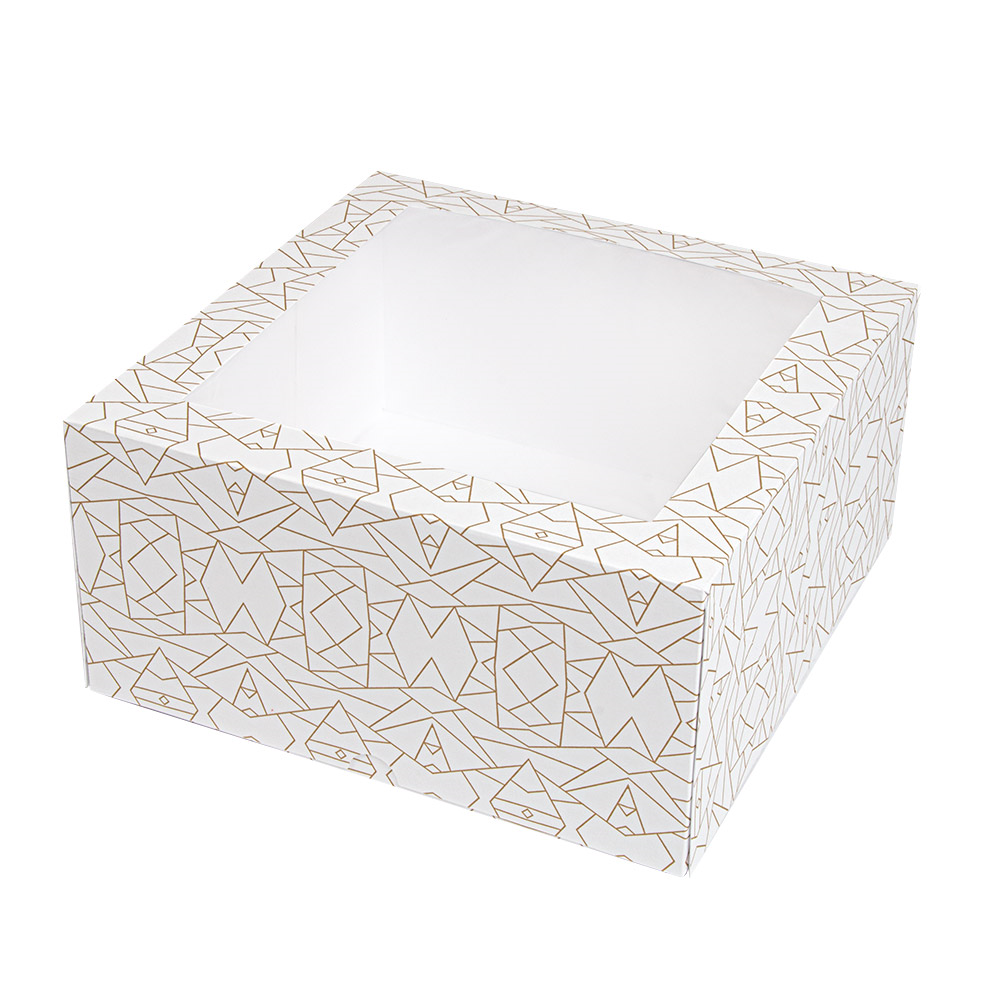 253.28-SCATOLE PER PASTICCERIA CON FINESTRA 'THEPACK' DECO  24x24x12 CM BIANCO CARTONE NANO-MICRO + OPP (50 u.)