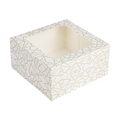 256.91-SCATOLE PER PASTICCERIA CON FINESTRA 'THEPACK' DECO  16x16x8 CM BIANCO CARTONE NANO-MICRO + OPP (50 u.)