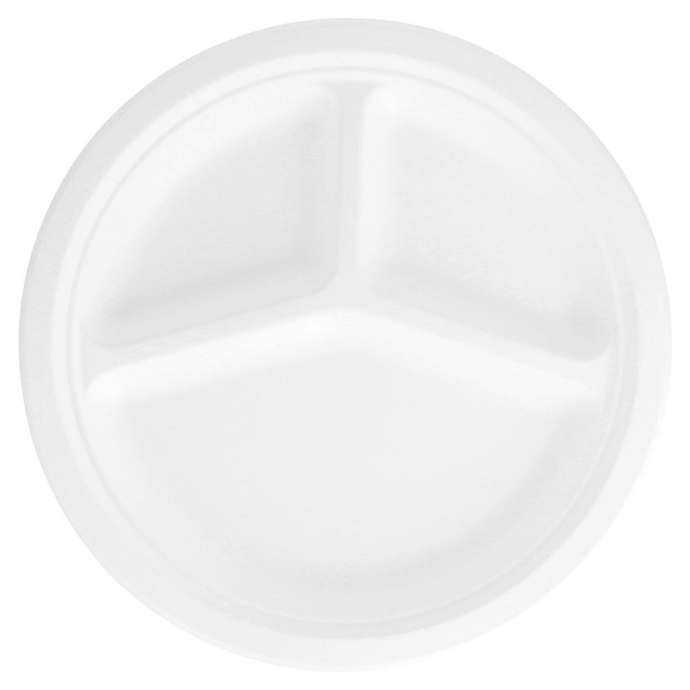 125.19-PIATTI 3 SCOMPARTI 'BIONIC'  Ø 26x2,6 CM BIANCO BAGASSA (50 u.)