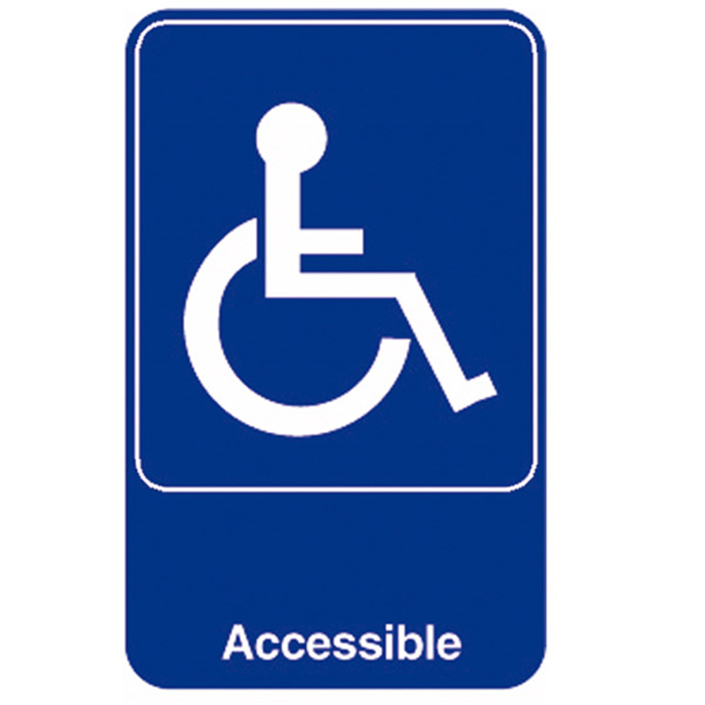 182.57-CARTELLO AUTO-ADESIVE "ACCESSIBILE"   15,3x23 CM BLU METACRILATO