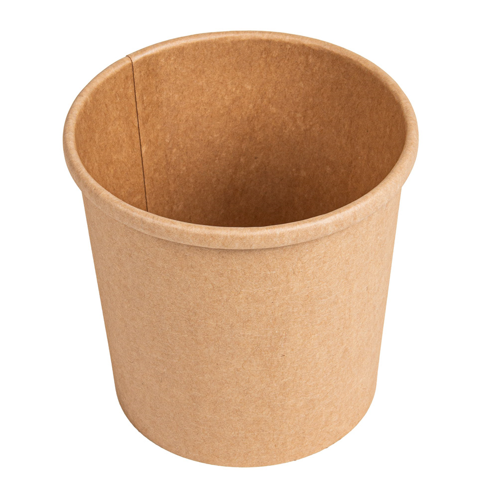 279.29-CONTENITORI CON COPERCHI 360 ML - 12 oz 300 + 18 PE G/M2 Ø 9/7,3x8,6 CM NATURALE KRAFT (25 u.)